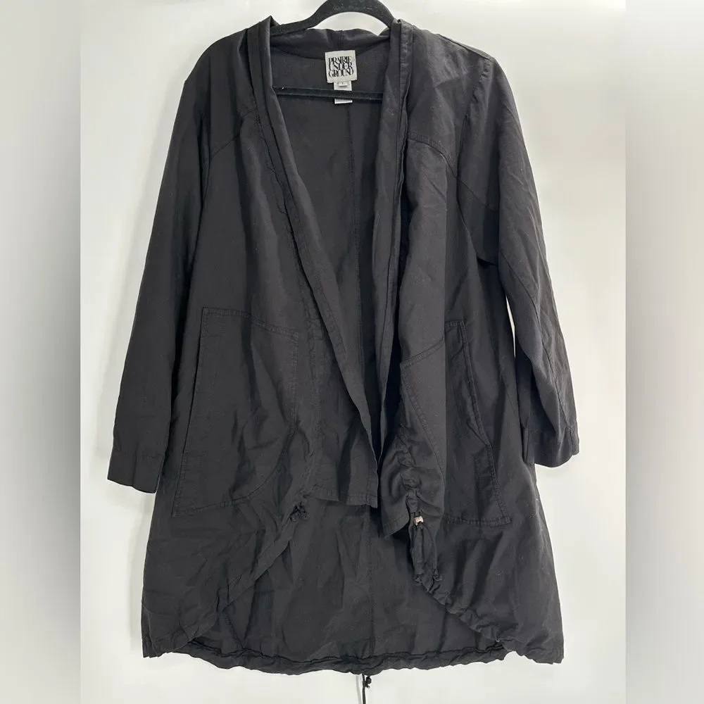 Prairie Underground Black Night Jump Jacket Cardigan Open Lagenlook Size L